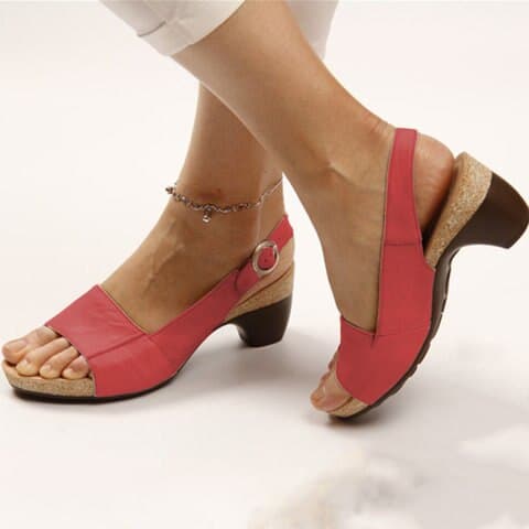 Women's Slingback Sandals – Low Block Heel – Open Toe – Adjustable Strap – Comfortable