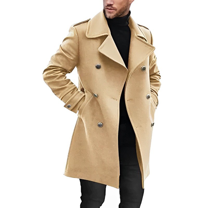 Men's Coat – Tailored Fit – Wool-like Fabric – Double-breasted Classic Design