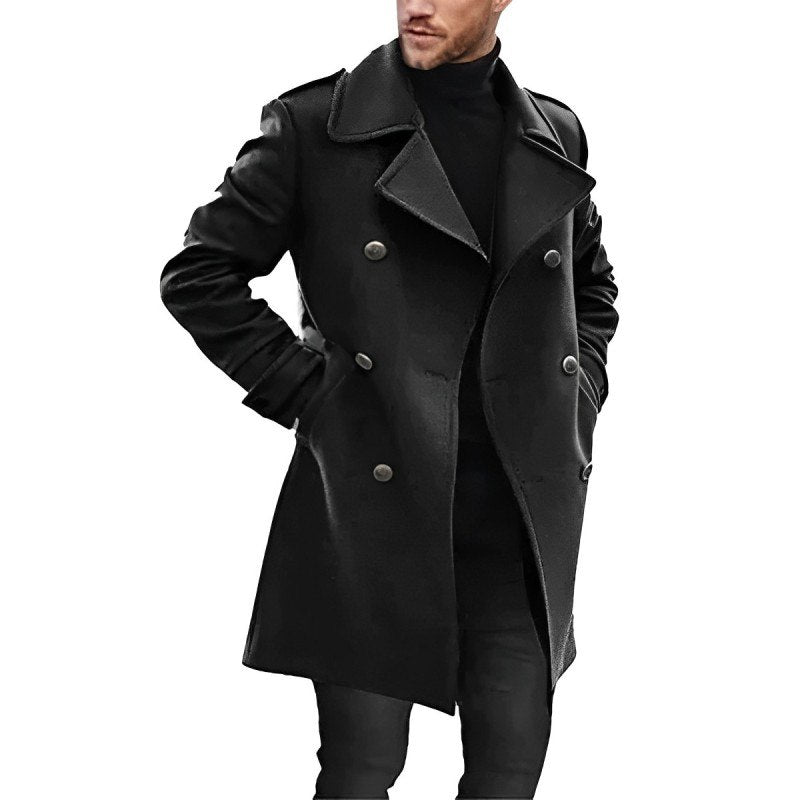 Men's Coat – Tailored Fit – Wool-like Fabric – Double-breasted Classic Design