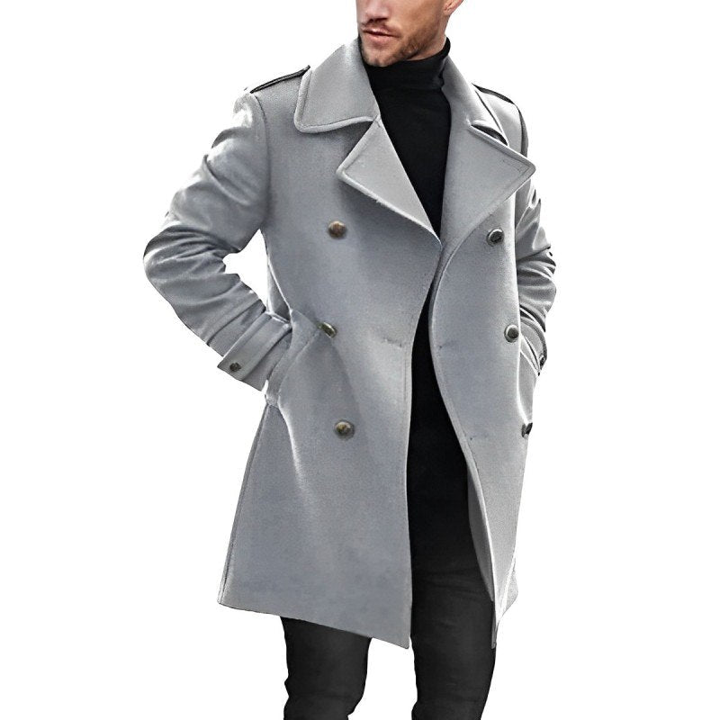 Men's Coat – Tailored Fit – Wool-like Fabric – Double-breasted Classic Design