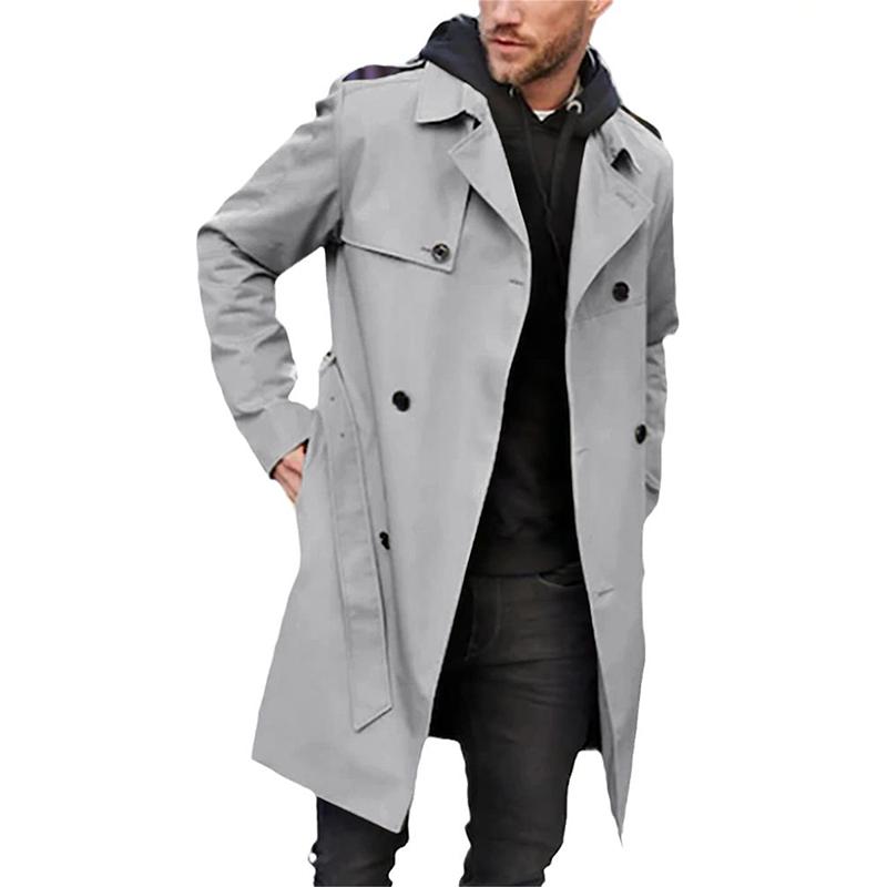 Men's Trench Coat – Tailored Fit – Double-Breasted – Belt – Breathable Fabric