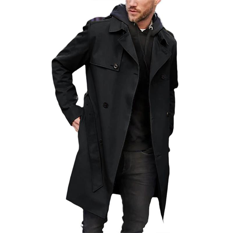 Men's Trench Coat – Tailored Fit – Double-Breasted – Belt – Breathable Fabric