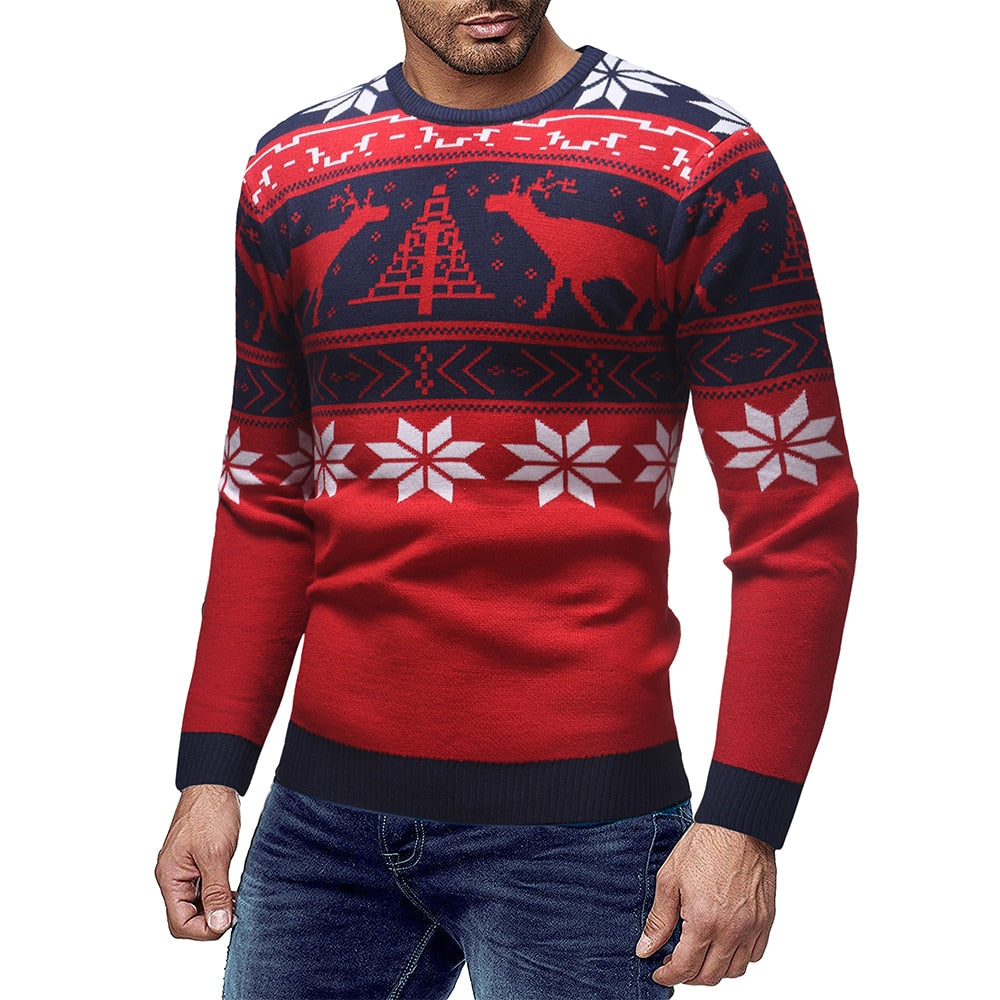 Men's Sweater – Knitted Fair Isle Pattern – Round Neck – Comfortable Fit