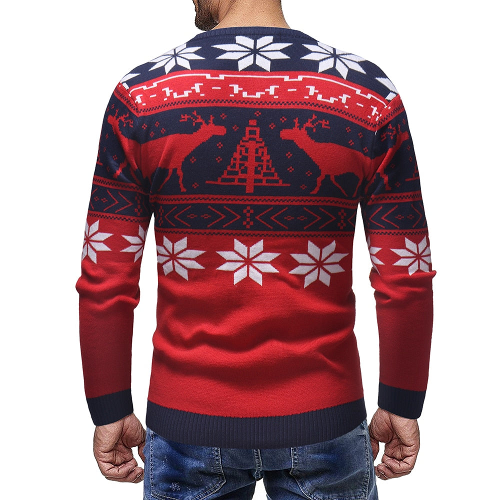 Men's Sweater – Knitted Fair Isle Pattern – Round Neck – Comfortable Fit
