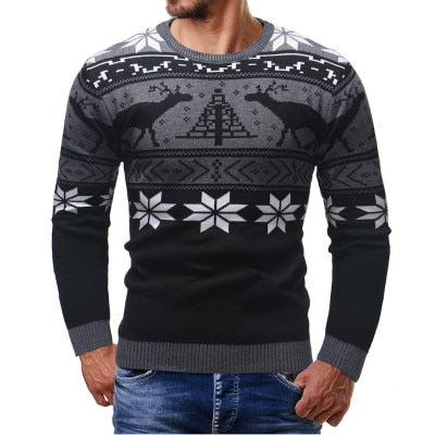 Men's Sweater – Knitted Fair Isle Pattern – Round Neck – Comfortable Fit