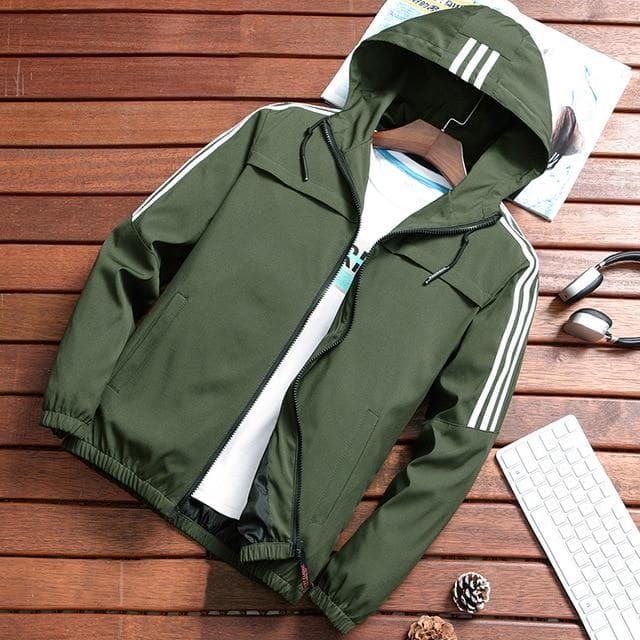 F90 - Robust rain jacket with striped pattern