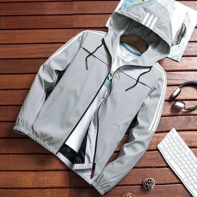 F90 - Robust rain jacket with striped pattern