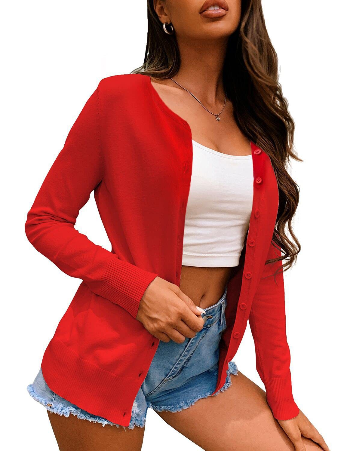 Women's Knitted Cardigan - Button Collar - Versatile Spring/Fall Sweater