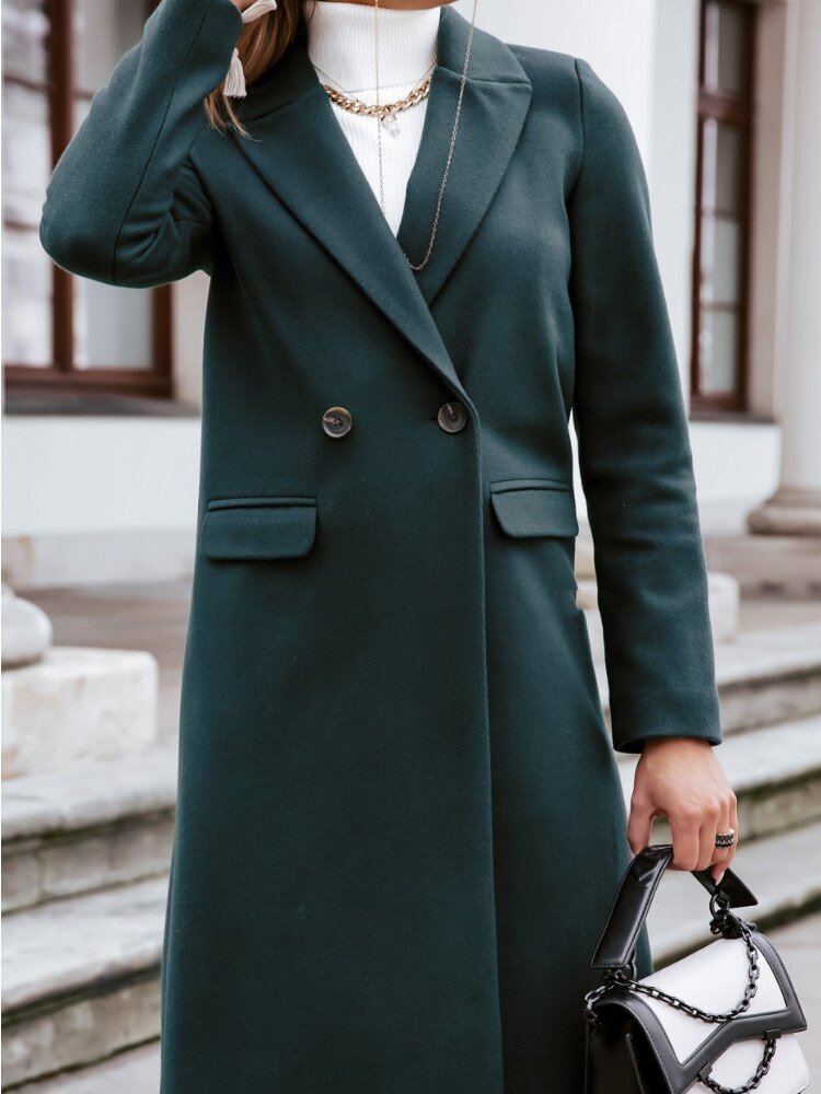 Women's Coat – Wool – Tailored Fit – Full Length – Classic Lapel – Buttons