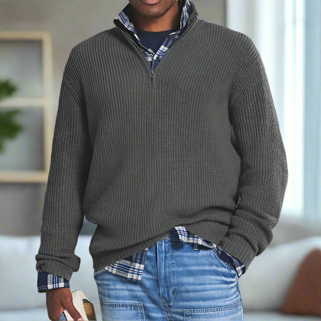 Matteo Cotton Quarter-Zip Sweater | Relaxed Fit Sweater