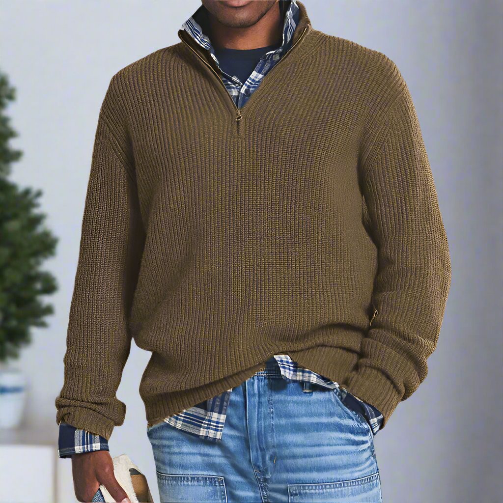 Matteo Cotton Quarter-Zip Sweater | Relaxed Fit Sweater