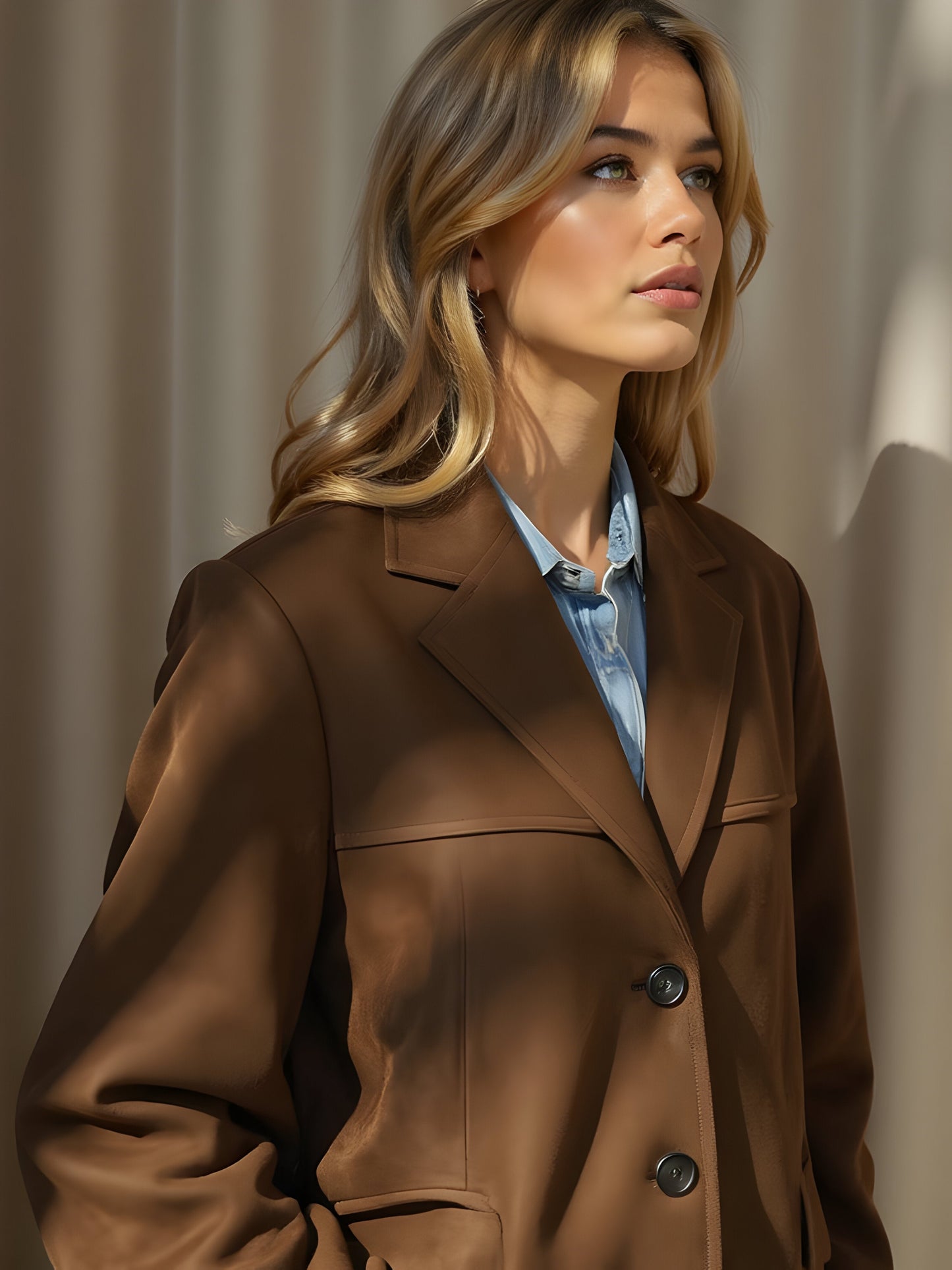 Women's Jacket – Tailored Fit – Soft Texture – Notch Lapel – Hip Length