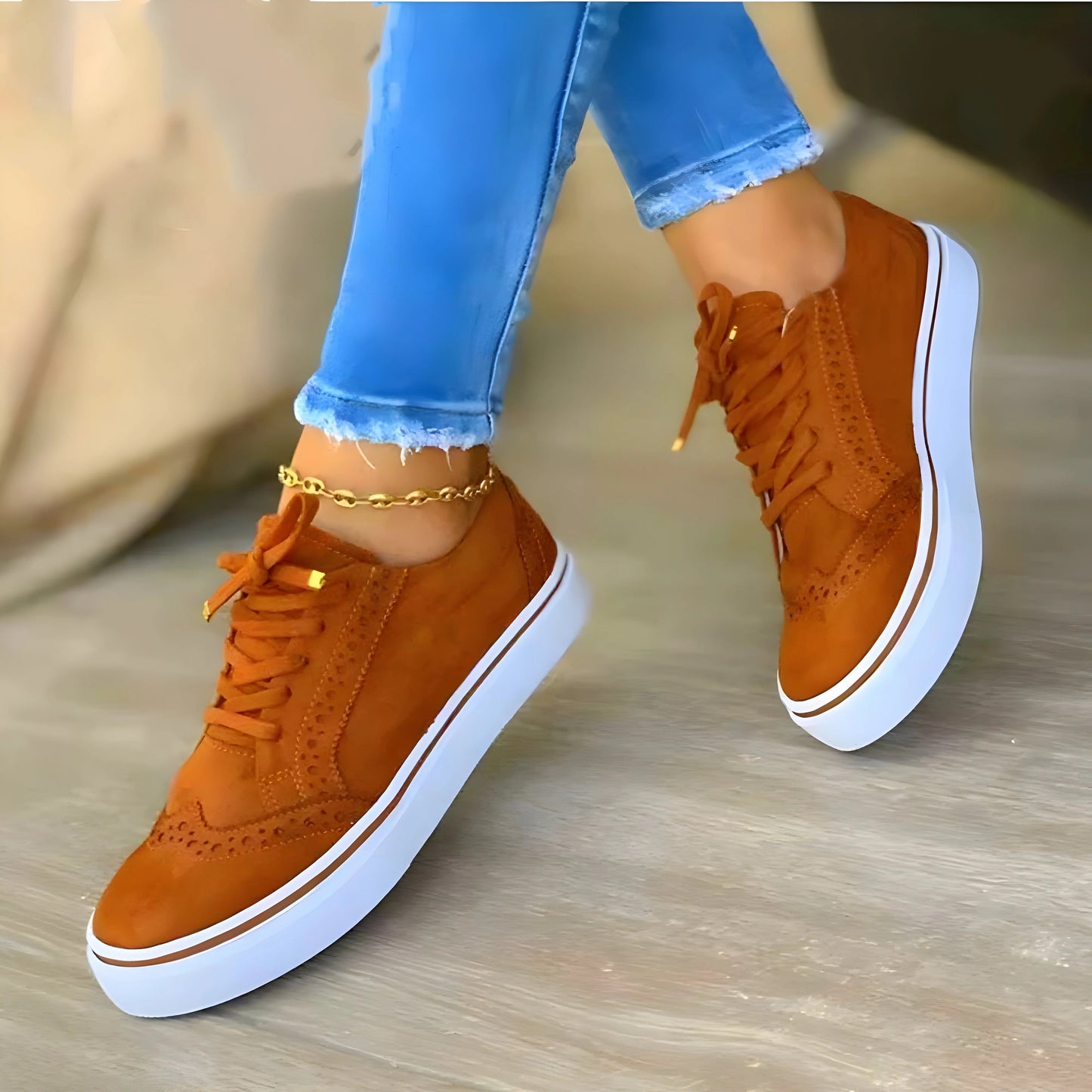 Women's Sneakers – Supportive Fit – Soft Texture – Breathable – Lace-up Casual Style