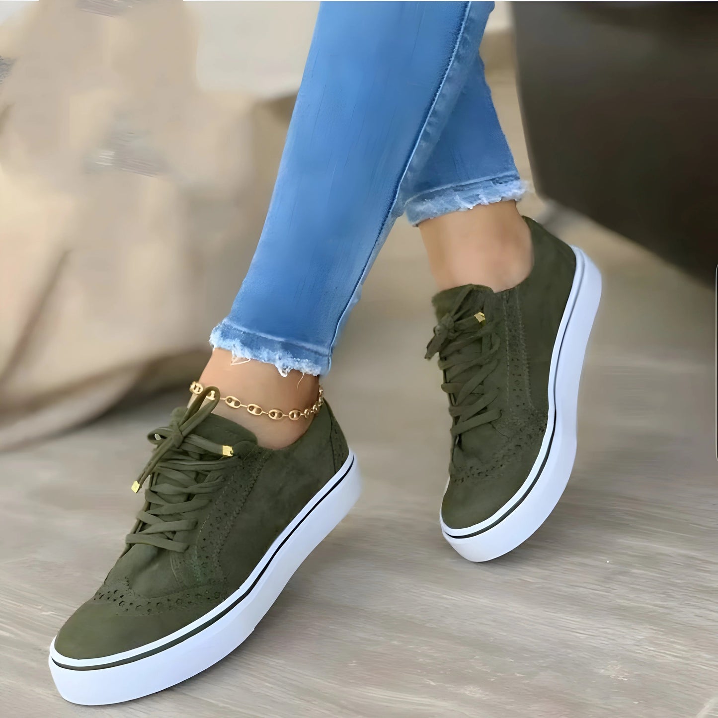 Women's Sneakers – Supportive Fit – Soft Texture – Breathable – Lace-up Casual Style