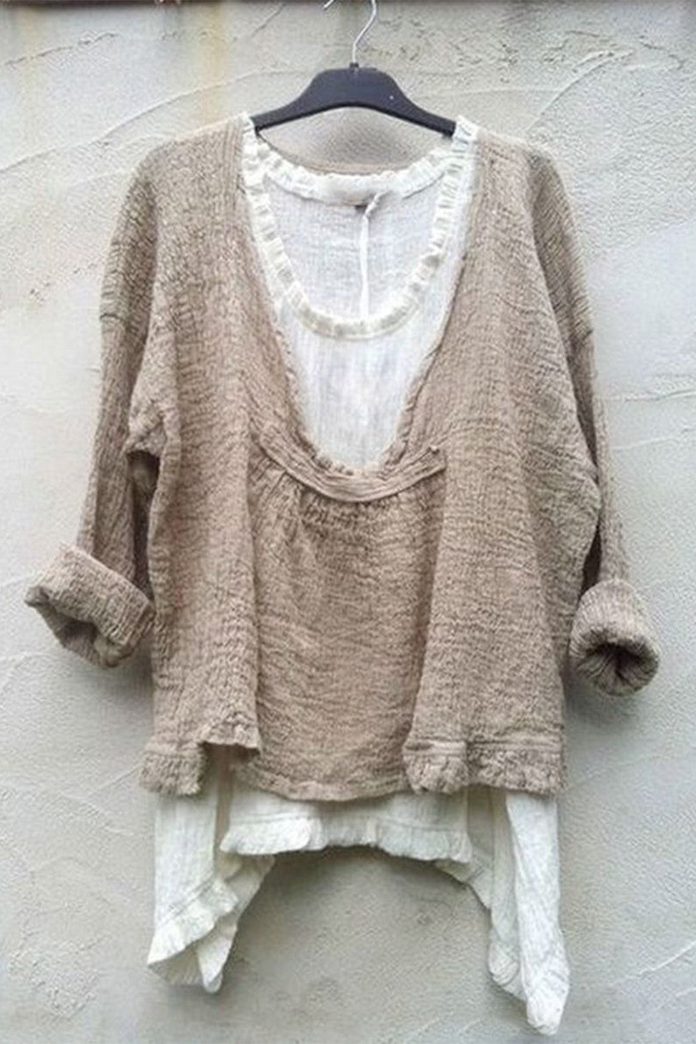 Women's Blouse – Relaxed Fit – Layered Design – Breathable Structure – Long Sleeves