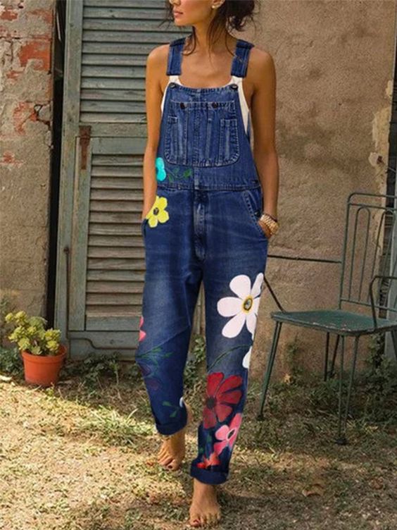 Women's Jumpsuit – Relaxed Fit – Sleeveless Overalls – Natural Fibers