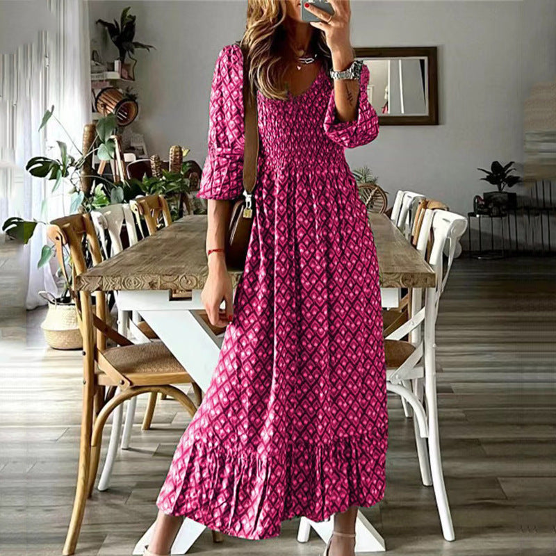 Johanna - Classic Stretch Maxi Dress with V-Neck and Ruffles