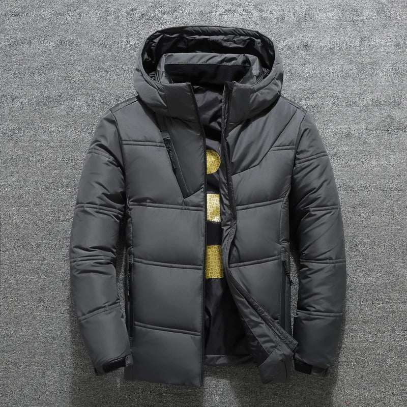 Men's Jacket – Regular Fit – Padded with Hood – Zipper – Zipper Pockets