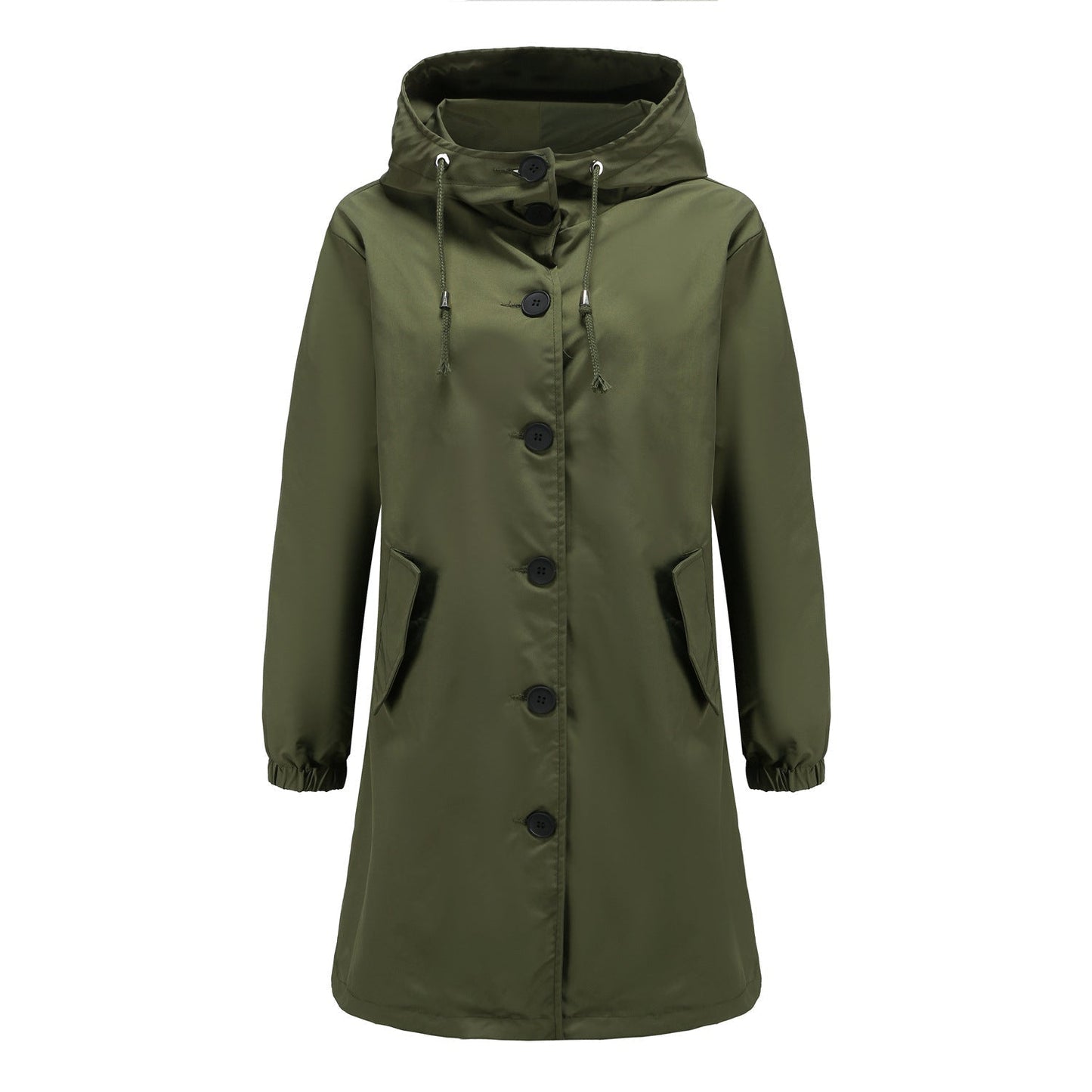 Women's Raincoat – Water-Repellent – Regular Fit – Hood – Button Closure – Knee-Length