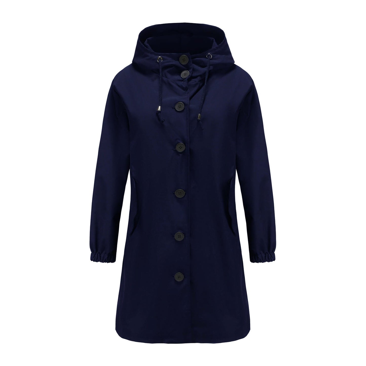 Women's Raincoat – Water-Repellent – Regular Fit – Hood – Button Closure – Knee-Length