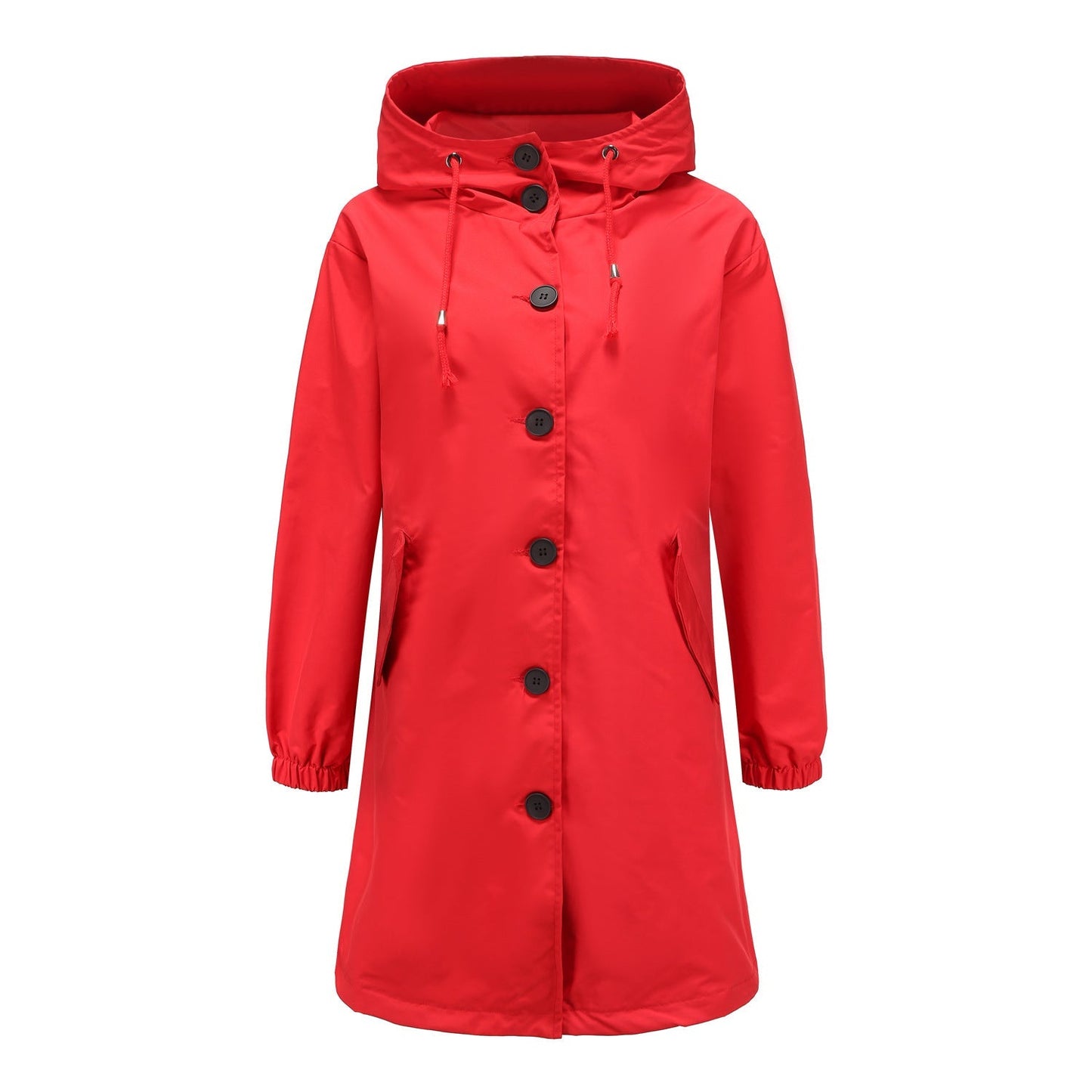 Women's Raincoat – Water-Repellent – Regular Fit – Hood – Button Closure – Knee-Length