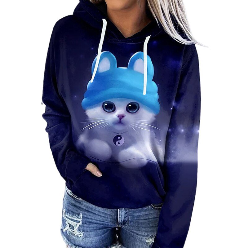 Women's Hoodie – Relaxed Fit – Artistic Print – Soft Cotton – Pocket
