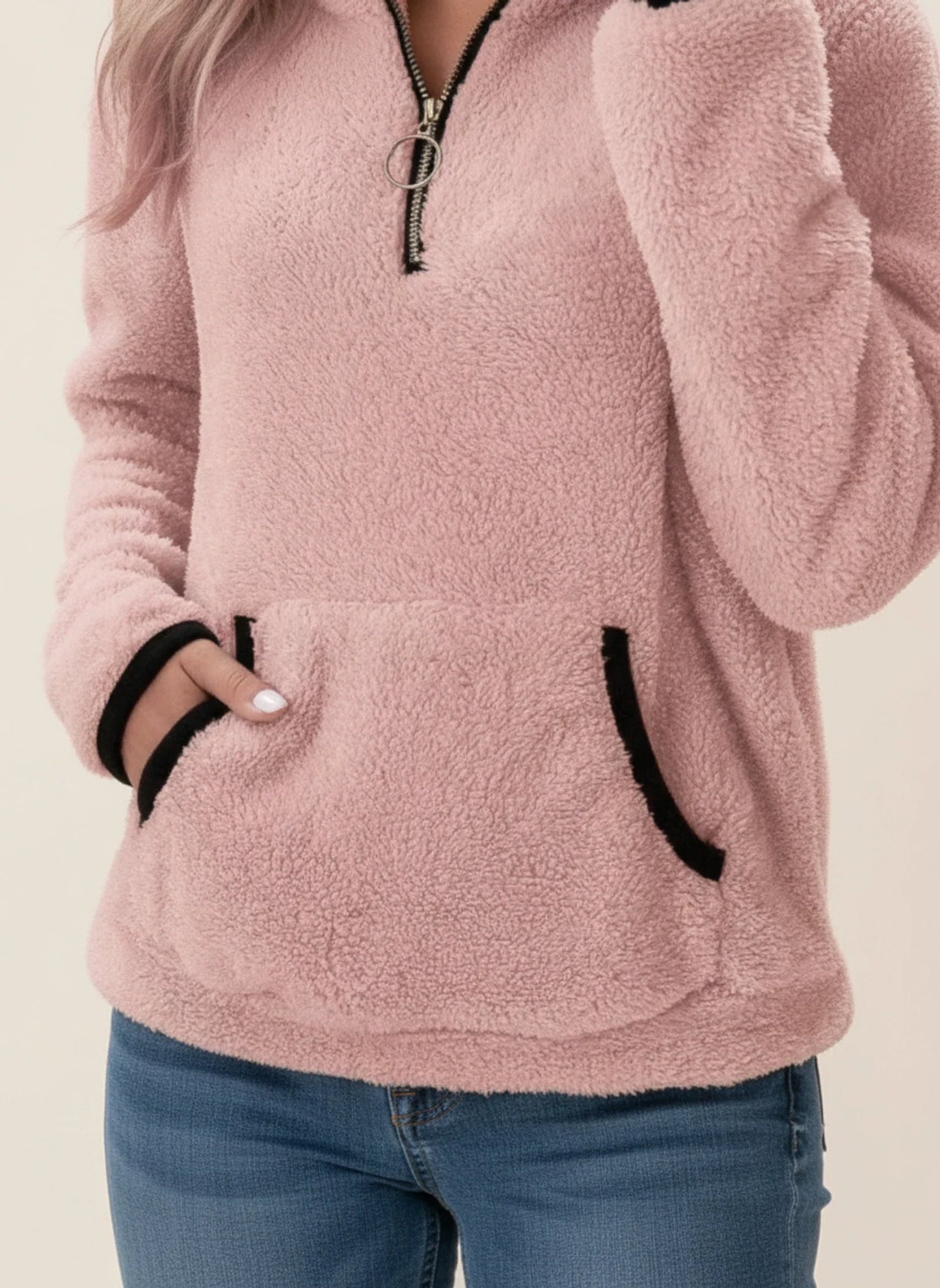 Caterina Teddy Half-Zip Pullover | Solid Half-Zip Pullover