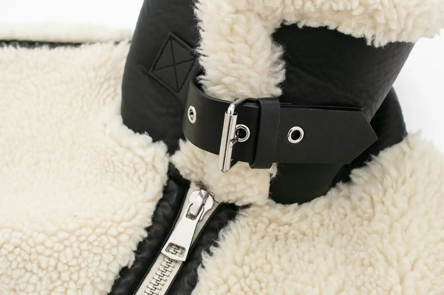 Charlotte Oversized Teddy Jacket | Contrast Trim High Neck Jacket