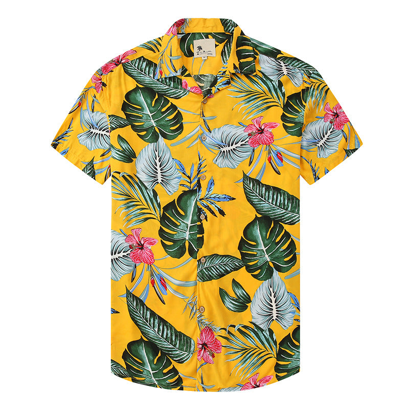 Men's Shirt – Hawaiian Shirt – Short Sleeve – Breathable Cotton – Casual Button Closure