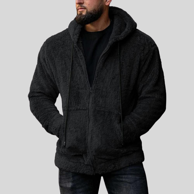 Herre Hettejakke - Myk Fleece - Glidelås - Avslappet Passform - Med Lommer