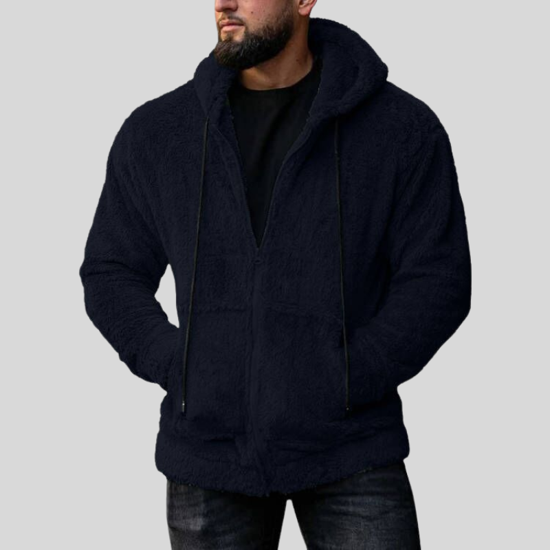 Herre Hettejakke - Myk Fleece - Glidelås - Avslappet Passform - Med Lommer