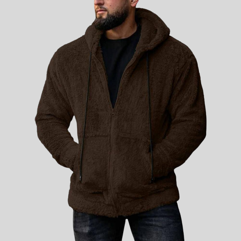 Herre Hettejakke - Myk Fleece - Glidelås - Avslappet Passform - Med Lommer