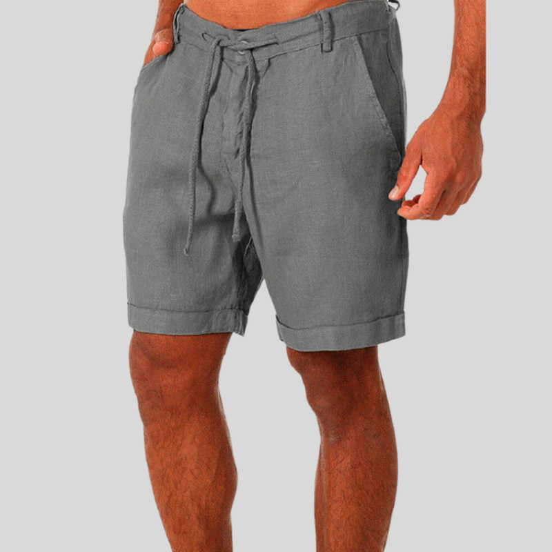 Herre Shorts - Bomull Lin - Komfortabel Passform - Snøring i Linning - Casual