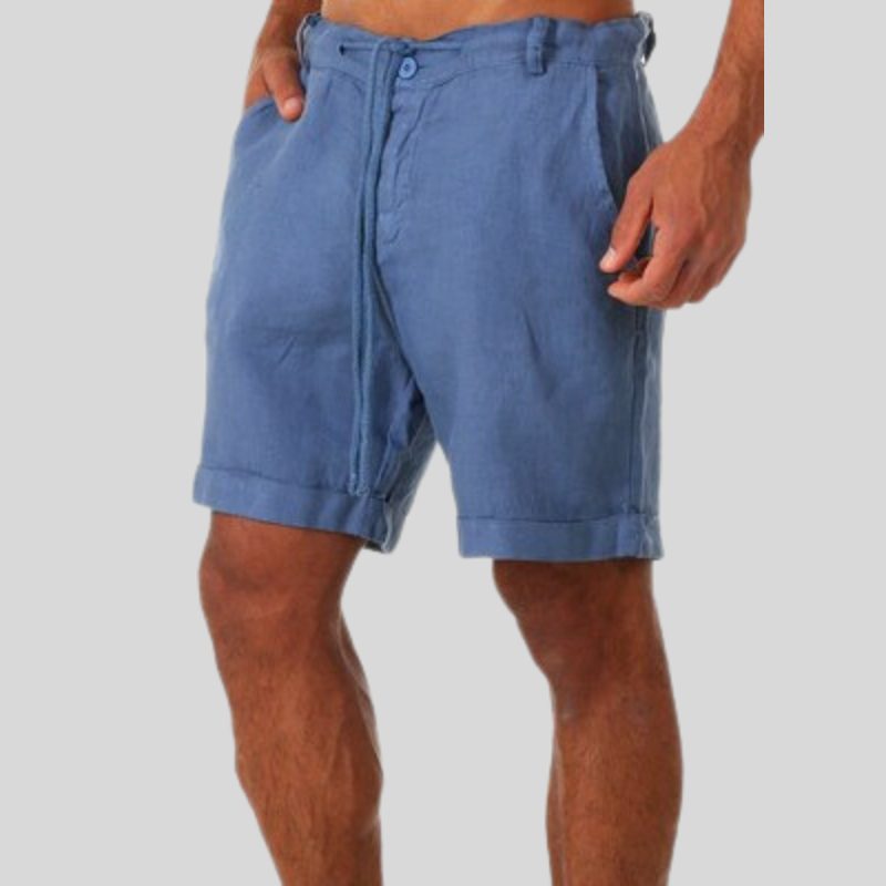 Herre Shorts - Bomull Lin - Komfortabel Passform - Snøring i Linning - Casual
