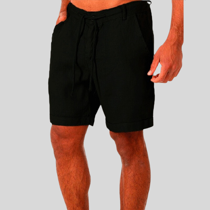 Herre Shorts - Bomull Lin - Komfortabel Passform - Snøring i Linning - Casual