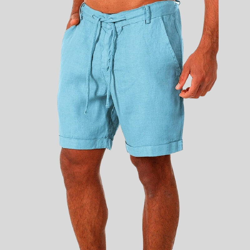 Herre Shorts - Bomull Lin - Komfortabel Passform - Snøring i Linning - Casual
