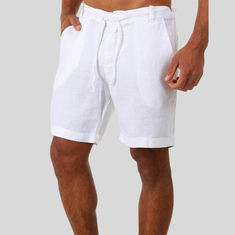 Herre Shorts - Bomull Lin - Komfortabel Passform - Snøring i Linning - Casual