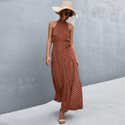 Katia - Stylish, Sleeveless Summer Dress with Polka Dot Pattern