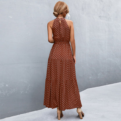 Katia - Stylish, Sleeveless Summer Dress with Polka Dot Pattern