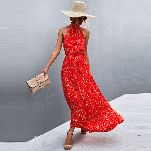 Katia - Stylish, Sleeveless Summer Dress with Polka Dot Pattern