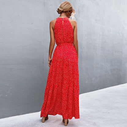 Katia - Stylish, Sleeveless Summer Dress with Polka Dot Pattern