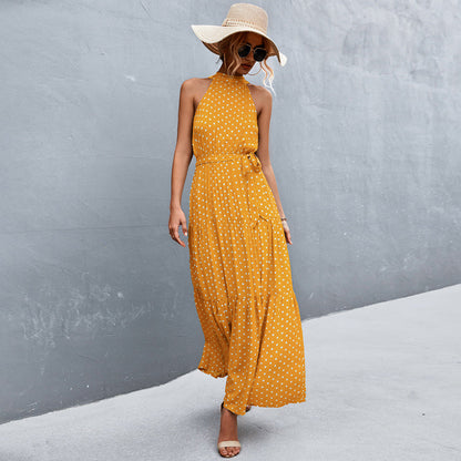 Katia - Stylish, Sleeveless Summer Dress with Polka Dot Pattern