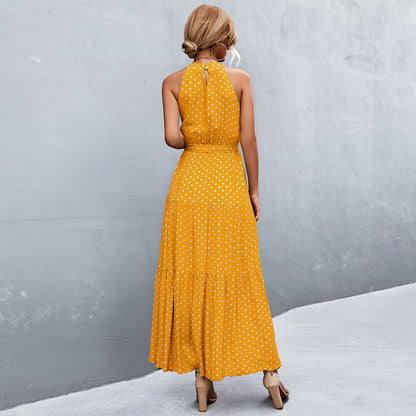 Katia - Stylish, Sleeveless Summer Dress with Polka Dot Pattern