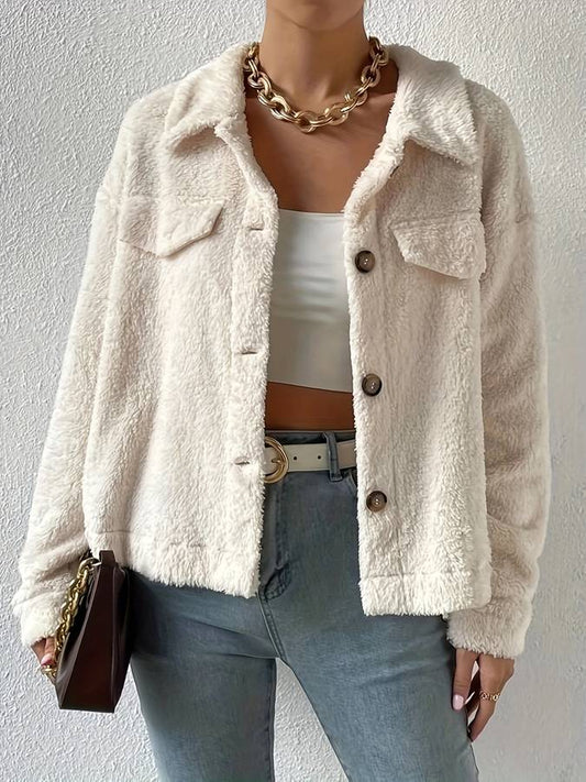 Women's Jacket - Soft Faux Fur - Relaxed Fit - Long Sleeve and Warm
