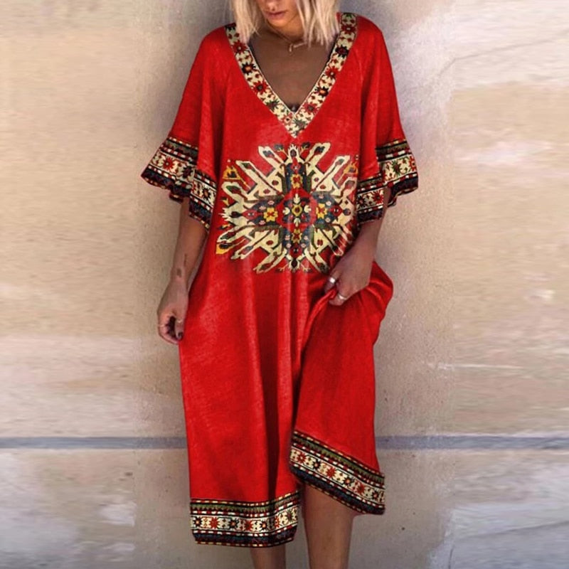 Hanne - Elegant designer dress with V-neck