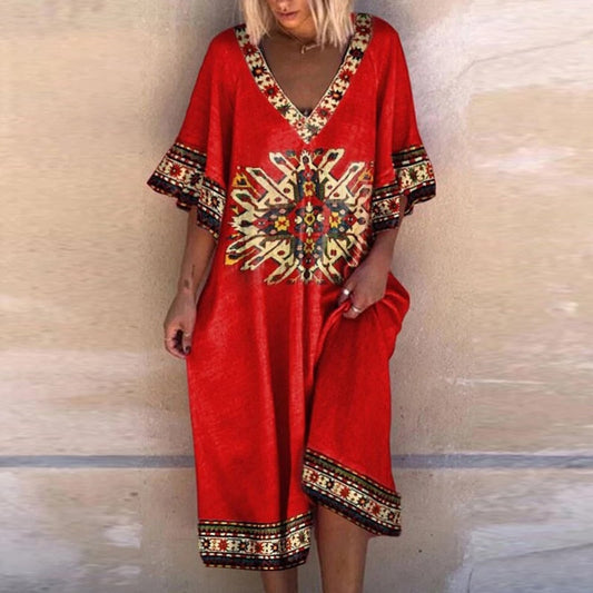 Hanne - Elegant designer dress with V-neck