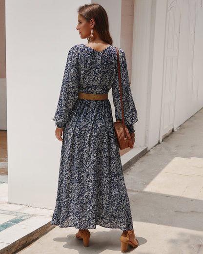 Elena - Long designer dress with side pleats