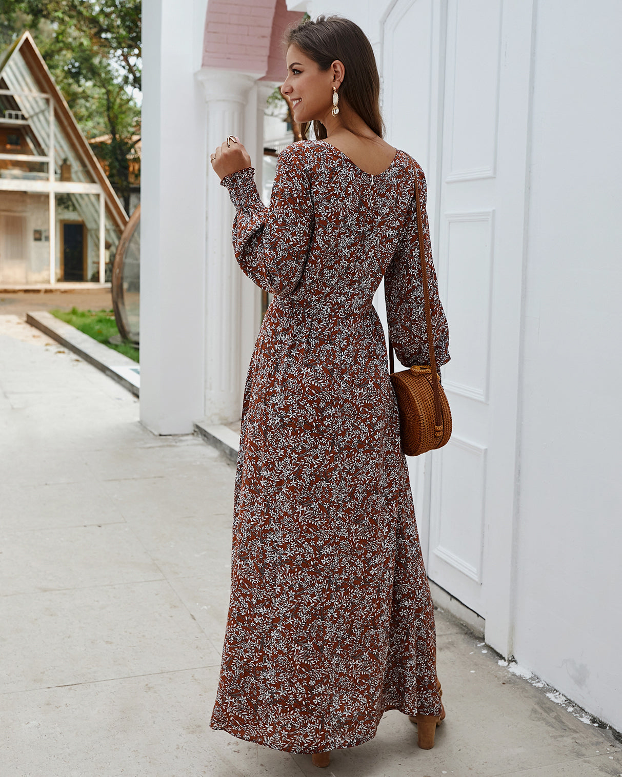 Elena - Long designer dress with side pleats