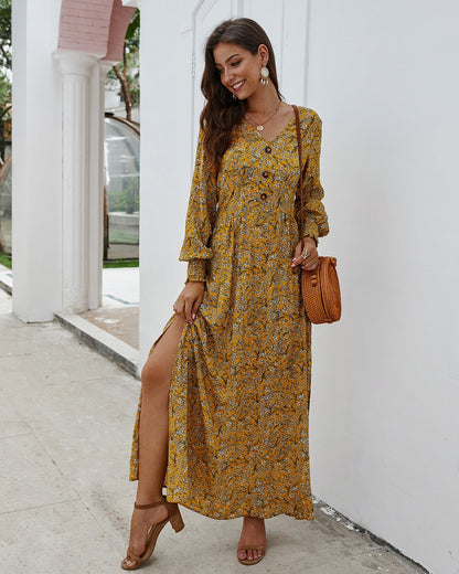 Elena - Long designer dress with side pleats