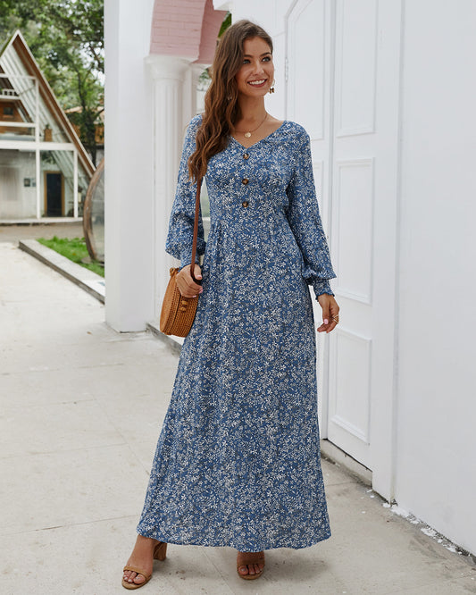 Elena - Long designer dress with side pleats
